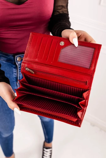  Portfel damski Bellugio w kolorze bordowym ze skóry naturalnej 18*9*3,5 cm