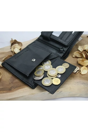 Portfel męski Bellugio ze skóry naturalnej, czarny, z tagiem RFID