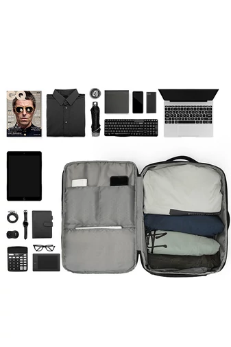 Plecak Bonluo szary w stylu walizki, wielofunkcyjny, z możliwością rozszerzenia, wymiary Wizzair 40*30*20 cm