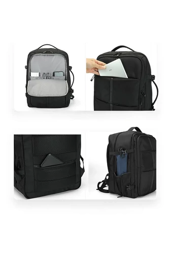 Plecak Bonluo szary w stylu walizki, wielofunkcyjny, z możliwością rozszerzenia, wymiary Wizzair 40*30*20 cm