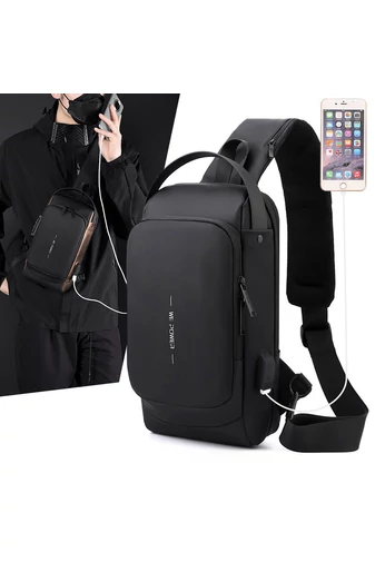 Czarna torebka listonoszka Bonluo ze sztucznej skóry z kodem bezpieczeństwa, wymiary 33*19*9 cm