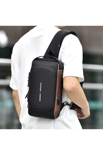  Bonluo Niebiesko-złota torebka na ramię ze skóry ekologicznej z kodem bezpieczeństwa, wymiary 33*19*9 cm