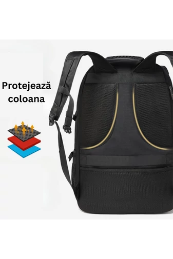  Czarny plecak turystyczny Bonluo z solidnego materiału z rozszerzalną przestrzenią (58x38x20 cm)