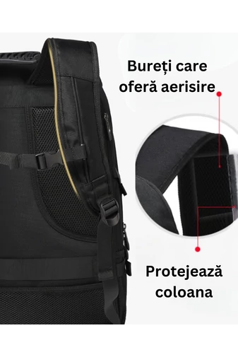  Czarny plecak turystyczny Bonluo z solidnego materiału z rozszerzalną przestrzenią (58x38x20 cm)