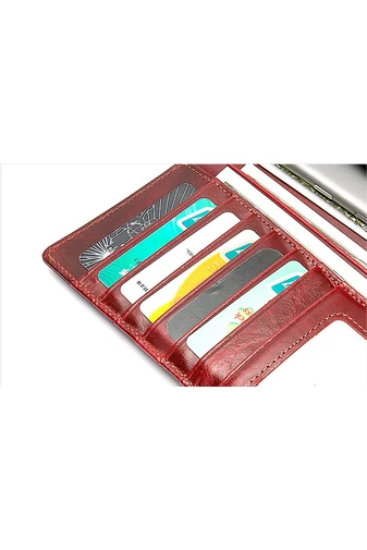  Portfel damski Bonluo w kolorze ciemnoniebieskim, wykonany z prawdziwej skóry, rozmiar (19*10*3,5 cm)