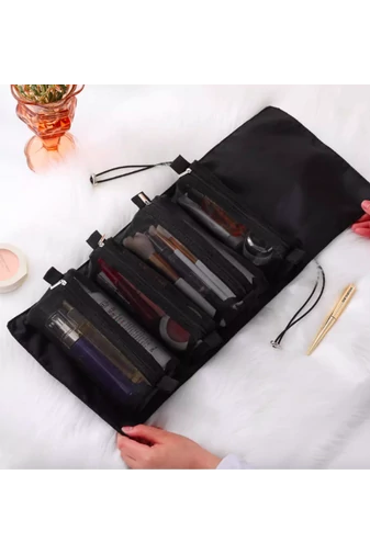  Kosmetyczka Bonluo 4 w 1, czarna, składana/przenośna i wielofunkcyjna, wymiary 54,5 x 23 cm