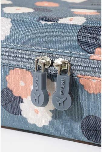  Kosmetyczka BONLUO w kolorze niebieskim z kwiatowym wzorem, wymiary 21*18*7,5 cm