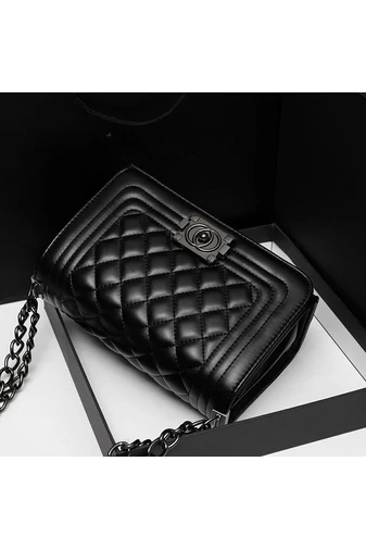 Bonluo Elegancka Czarna Torebka Na Ramię I Crossbody Ze Skóry Ekologicznej (15*23*10cm)