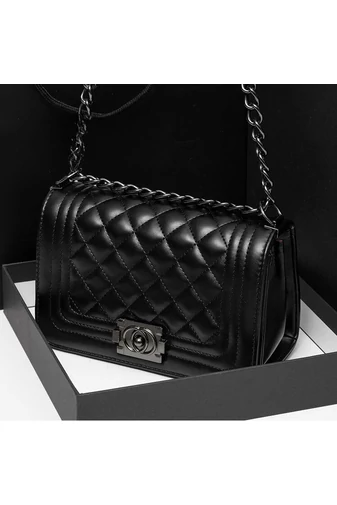Bonluo Elegancka Czarna Torebka Na Ramię I Crossbody Ze Skóry Ekologicznej (15*23*10cm)