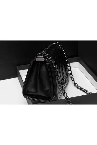 Bonluo Elegancka Czarna Torebka Na Ramię I Crossbody Ze Skóry Ekologicznej (15*23*10cm)