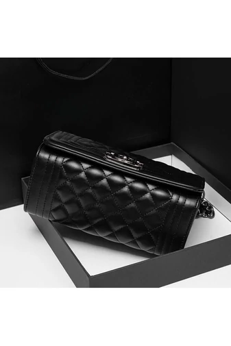 Bonluo Elegancka Czarna Torebka Na Ramię I Crossbody Ze Skóry Ekologicznej (15*23*10cm)