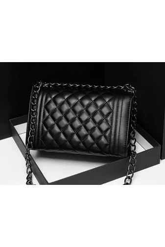 Bonluo Elegancka Czarna Torebka Na Ramię I Crossbody Ze Skóry Ekologicznej (15*23*10cm)
