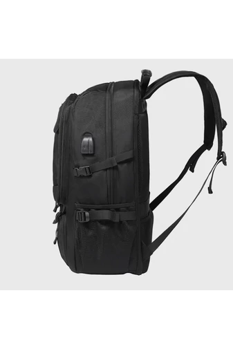  Czarny plecak turystyczny Bonluo z solidnego materiału z rozszerzalną przestrzenią (46x30x20 cm)