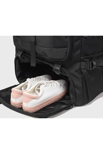  Czarny plecak turystyczny Bonluo z solidnego materiału z rozszerzalną przestrzenią (46x30x20 cm)