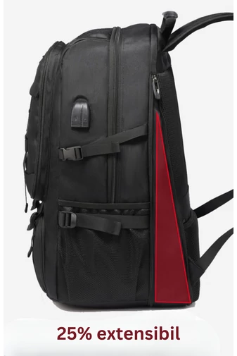  Czarny plecak turystyczny Bonluo z solidnego materiału z rozszerzalną przestrzenią (46x30x20 cm)