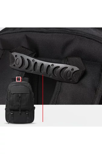  Czarny plecak turystyczny Bonluo z solidnego materiału z rozszerzalną przestrzenią (46x30x20 cm)