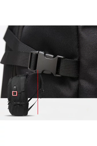  Czarny plecak turystyczny Bonluo z solidnego materiału z rozszerzalną przestrzenią (46x30x20 cm)