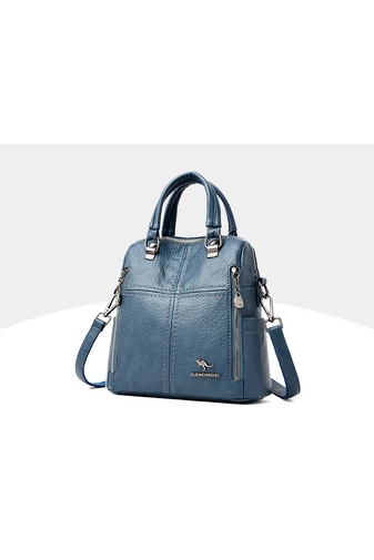 Torebka listonoszka Bonluo niebieska z ekologicznej skóry 26×24×12 cm