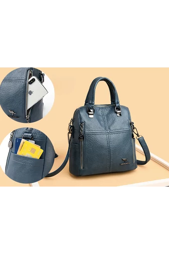 Torebka listonoszka Bonluo niebieska z ekologicznej skóry 26×24×12 cm