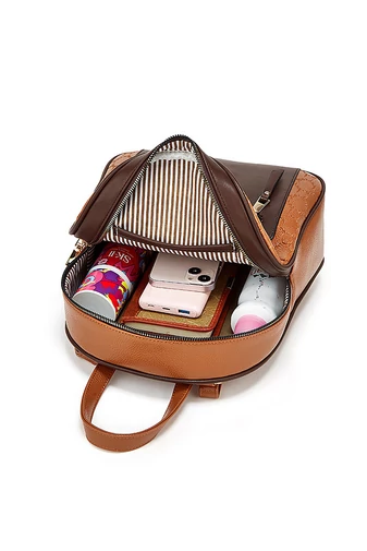 Zestaw plecaków Bonluo w kolorze czarno-wiśniowym wykonany z najwyższej jakości skóry ekologicznej (3 szt.)