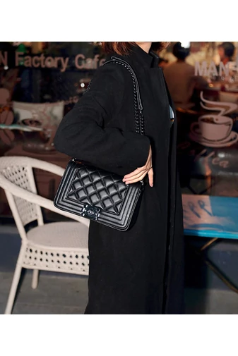 Bonluo Elegancka Czarna Torebka Na Ramię I Crossbody Ze Skóry Ekologicznej (15*23*10cm)