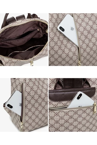  Plecak damski Bonluo, jasnobrązowy, ze wzorem, rozmiar 33*27*12 cm