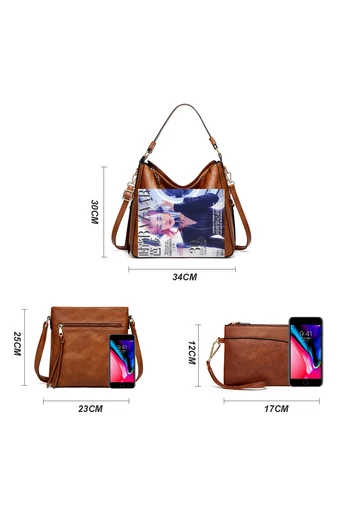  Zestaw torebek Bonluo ze skóry ekologicznej na ramię/przez ramię/do ręki (3 szt.)