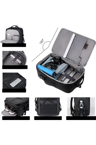 Plecak Bonluo szary w stylu walizki, wielofunkcyjny, z możliwością rozszerzenia, wymiary Wizzair 40*30*20 cm