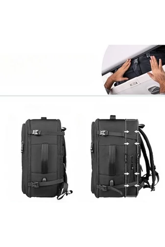 Plecak Bonluo szary w stylu walizki, wielofunkcyjny, z możliwością rozszerzenia, wymiary Wizzair 40*30*20 cm