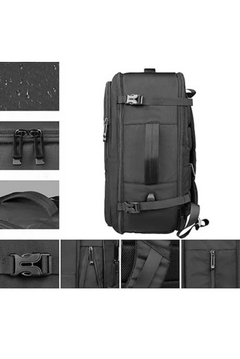 Plecak Bonluo szary w stylu walizki, wielofunkcyjny, z możliwością rozszerzenia, wymiary Wizzair 40*30*20 cm