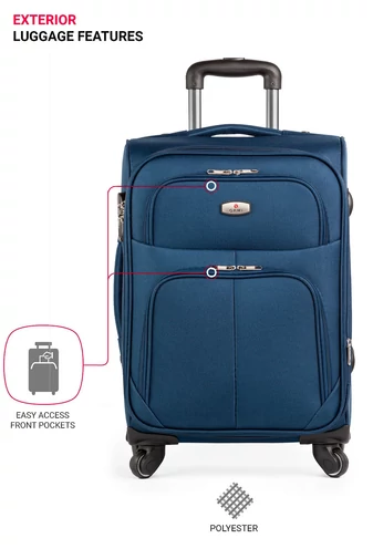 Zestaw 3 walizek o miękkich ściankach, kolor ciemnoniebieski, rozszerzalny (4 koła)