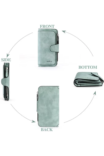  Wielofunkcyjny damski portfel Bonluo Blue z imitacji skóry, elegancki, wymiary 19*11*2,5 cm