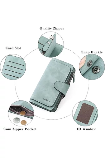  Wielofunkcyjny damski portfel Bonluo Blue z imitacji skóry, elegancki, wymiary 19*11*2,5 cm