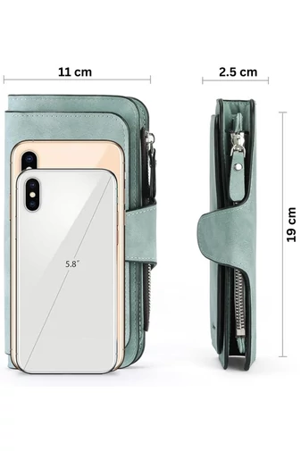  Wielofunkcyjny damski portfel Bonluo Blue z imitacji skóry, elegancki, wymiary 19*11*2,5 cm