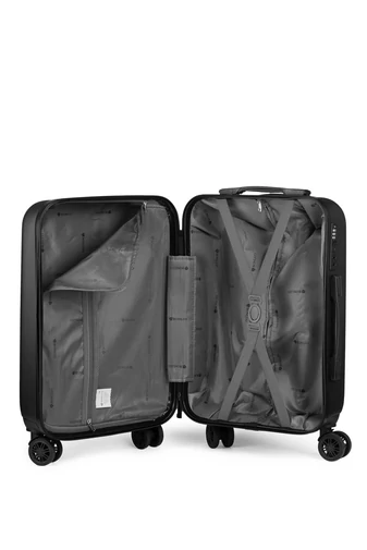 Walizka kabinowa Bonluo czarna, twarda, Wizz Air 55×35×22 cm, zdejmowane kółka