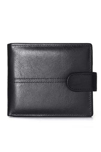  Portfel męski Bonluo, czarny, skórzany, wielofunkcyjny, z zabezpieczeniem antykradzieżowym, wymiary 10*11,5*2,5 cm