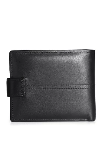  Portfel męski Bonluo, czarny, skórzany, wielofunkcyjny, z zabezpieczeniem antykradzieżowym, wymiary 10*11,5*2,5 cm