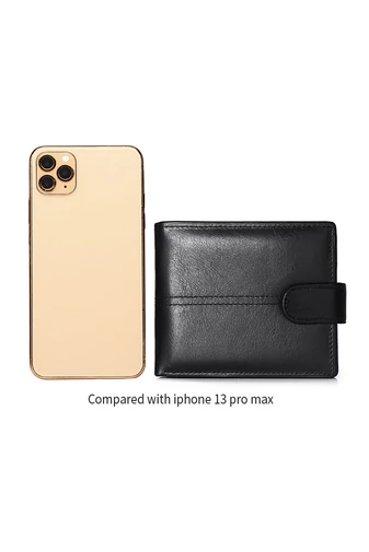  Portfel męski Bonluo, czarny, skórzany, wielofunkcyjny, z zabezpieczeniem antykradzieżowym, wymiary 10*11,5*2,5 cm