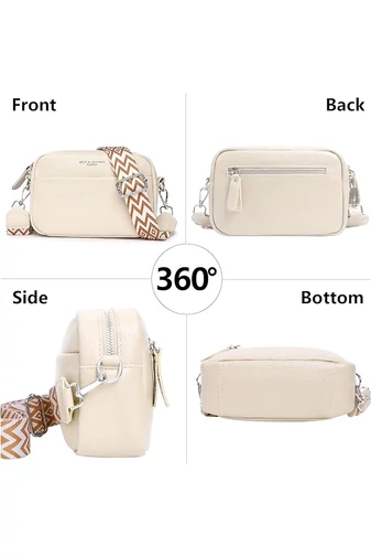  Torebka listonoszka Bonluo Beige z prawdziwej skóry, mała (15*20*7 cm)