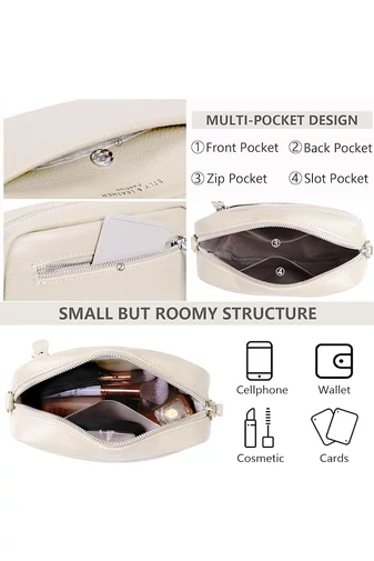  Torebka listonoszka Bonluo Beige z prawdziwej skóry, mała (15*20*7 cm)