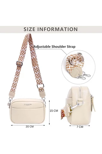  Torebka listonoszka Bonluo Beige z prawdziwej skóry, mała (15*20*7 cm)