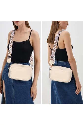  Torebka listonoszka Bonluo Beige z prawdziwej skóry, mała (15*20*7 cm)