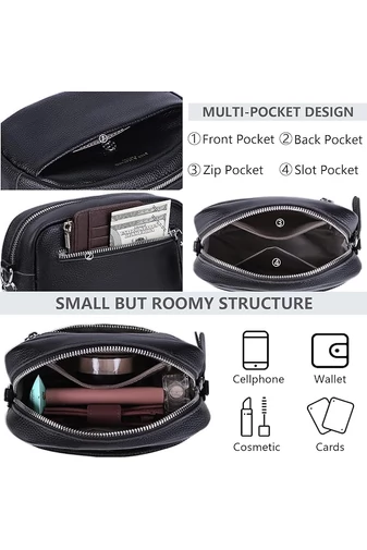  Torebka listonoszka Bonluo Dark Beige z prawdziwej skóry, mała (15*20*7 cm)