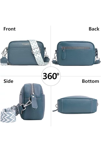  Bonluo Turkusowo-niebieska skórzana torebka na ramię, mała (15*20*7 cm)