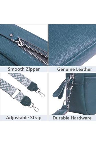  Bonluo Turkusowo-niebieska skórzana torebka na ramię, mała (15*20*7 cm)