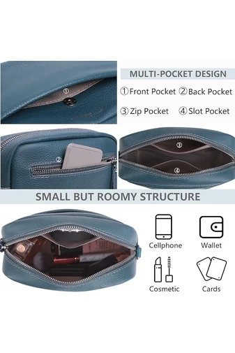  Bonluo Turkusowo-niebieska skórzana torebka na ramię, mała (15*20*7 cm)