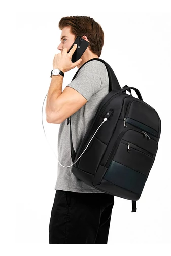  Wielofunkcyjny fosforyzujący czarny plecak Bonluo wykonany z wodoodpornego materiału z kodem bezpieczeństwa i gniazdem USB (rozmiar 47*31*21 cm)