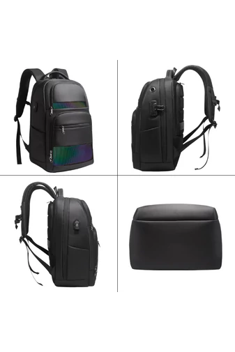  Wielofunkcyjny fosforyzujący czarny plecak Bonluo wykonany z wodoodpornego materiału z kodem bezpieczeństwa i gniazdem USB (rozmiar 47*31*21 cm)