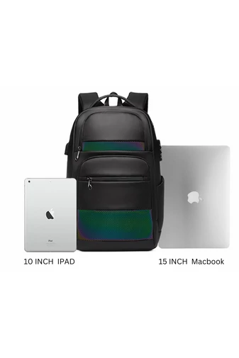  Wielofunkcyjny fosforyzujący czarny plecak Bonluo wykonany z wodoodpornego materiału z kodem bezpieczeństwa i gniazdem USB (rozmiar 47*31*21 cm)