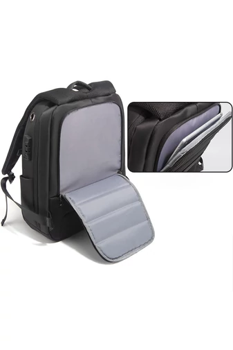  Wielofunkcyjny fosforyzujący czarny plecak Bonluo wykonany z wodoodpornego materiału z kodem bezpieczeństwa i gniazdem USB (rozmiar 47*31*21 cm)